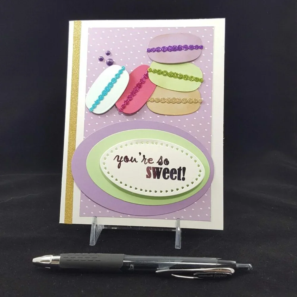 Macaroon Note Card, 'You're so Sweet', Assorted‎ Color Macaroons w Envelopes